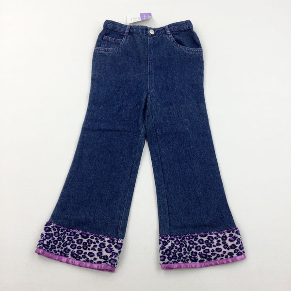 **NEW** Lightweight Denim Jeans With Animal Print Hems