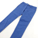 **NEW** Blue Cotton Twill Trousers with Adjustable Eaistband - Girls 7-8 Years