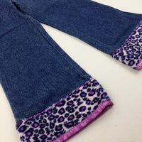 **NEW** Lightweight Denim Jeans With Animal Print Hems