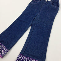 **NEW** Lightweight Denim Jeans With Animal Print Hems