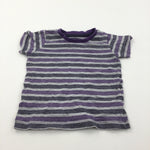 Purple, Navy & Grey Striped T-Shirt - Boys 9-12 Months