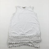 White Tunic Vest Top with Lacey Hem - Girls 9 Years