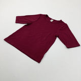 Burgundy Ribbed T-Shirt - Girls 8-9 Years