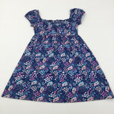 Colourful Flowers Navy Jersey Dress - Girls 8-9 Years