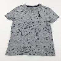Hexagon Motif Paint Spatter Grey T-Shirt - Boys 8-9 Years