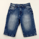 Mid Blue Denim Shorts With Adjustable Waist - Boys 10 Years