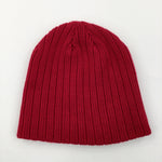 Red Knitted Beanie Hat - Boys 8-10 Years