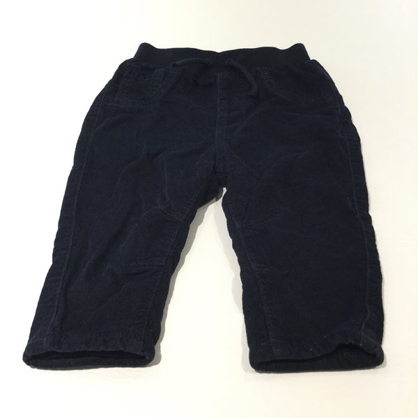 Navy Lined Corduroy Trousers - Boys 6-9 Months