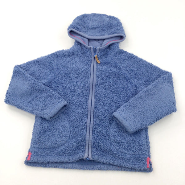 'Life Is Out There…' Blue Fluffy Zip Up Hoodie Jumper - Girls 8-9 Years