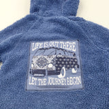 'Life Is Out There…' Blue Fluffy Zip Up Hoodie Jumper - Girls 8-9 Years