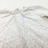 Flowers Overlay White Jersey Dress - Girls 9-12 Months