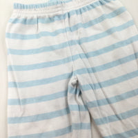 Blue & White Stripe Trousers - Boys 0-3 Months