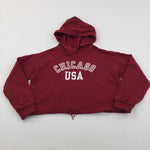 'Chicago USA' Red Cropped Hoodie Sweatshirt - Girls 10-12 Years
