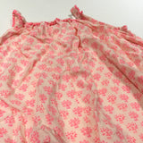 Flowers Pink & Peach Cotton Playsuit - Girls 3-4 Years