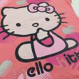 ''Hello Kitty' Sparkly Hearts Pink T-Shirt- Girls 8-9 Years