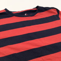 Navy & Red Striped T-Shirt - Boys 9-10 Years
