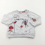 'A Tiny Piece Of Loveliness' Mouse & Toadstools Grey Lightweight Sweatshirt - Girls 18-24 Months
