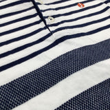 Navy & White Striped Button Up T-Shirt - Boys 9-10 Years