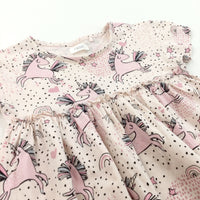 Unicorns Pink & Black Lightweight Jersey Dress - Girls 18-24 Months