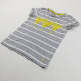 'Just Be You' Sequin Hearts Grey & White Striped T-Shirt - Girls 10 Years