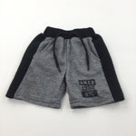 'BRLY NYC' Grey & Black Textured Jersey Shorts - Boys 12-18 Months