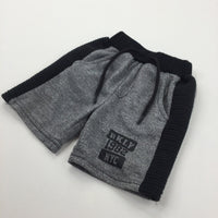 'BRLY NYC' Grey & Black Textured Jersey Shorts - Boys 12-18 Months