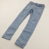 Light Blue Skinny Fit Denim Jeans With Adjustable Waist - Girls 9-10 Years