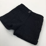 Sparkly Pattern Thick Black Shorts with Adjustable Waistband - Girls 5-6 Years