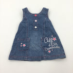 'All Star Cheerleader' Stars Embroidered Blue & Pink Denim Dress - Girls Newborn
