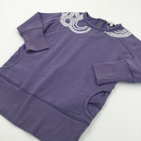 Sequin Pattern Purple 3/4 Length Sleeve Sweatshirt - Girls 10 Years