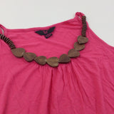 Attached Necklace Dark Pink Lightweight Jersey Tunic Top - Girls 9-10 Years