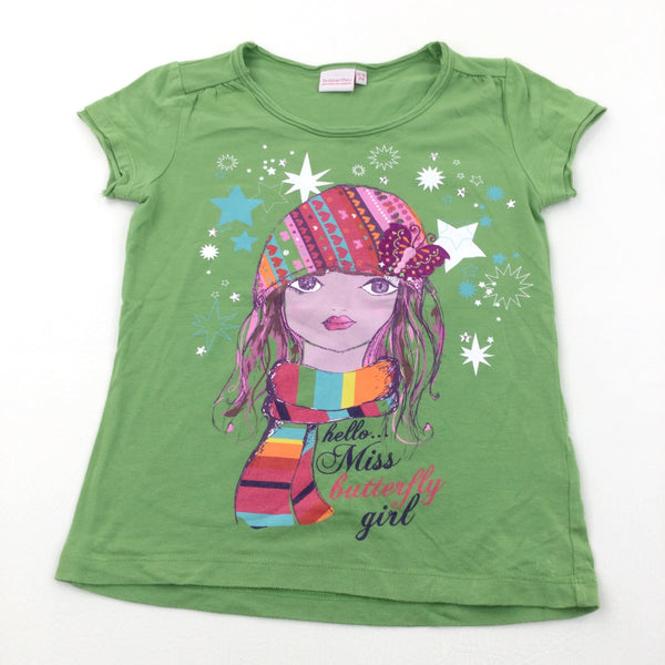 'Hello Miss Butterfly' Sparkly Stars Green T-Shirt - Girls 9-10 Years