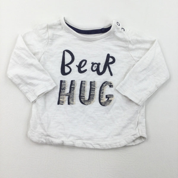 'Bear Hug' White Long Sleeve Top - Boys 3-6 Months