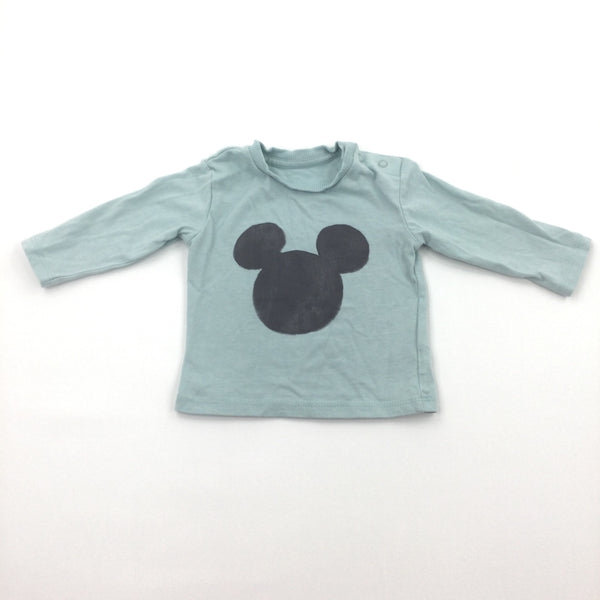 'Mickey Mouse' Light Blue Long Sleeve Top - Boys 0-3 Months