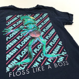 'Floss Like A Boss' Glittery Frog Navy T-Shirt - Boys/Girls 5-6 Years