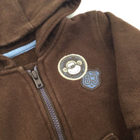 Brown Zip Up Hoodie - Boys 3-6 Months