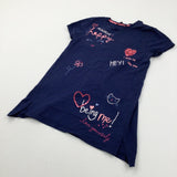 'Always Happy' Navy Longline T-Shirt - Girls 9-10 Years