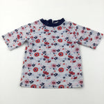 Flowers Pink, Red, Grey & Navy Sun/Beach Top - Girls 9-10 Years