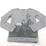 Sparkly Horses Grey Marl Polyester Sweatshirt - Girls 9-10 Years