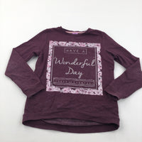 'Have A Wonderful Day…' Glittery Mauve Lightweight Sweatshirt - Girls 11-12 Years