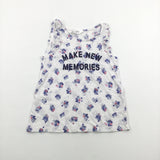 'Make New Memories' Flowers White & Blue T-Shirt - Girls 6-8 Years