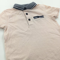 Pale Pink & Navy Polo Shirt - Boys 18-24 Months