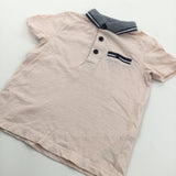Pale Pink & Navy Polo Shirt - Boys 18-24 Months