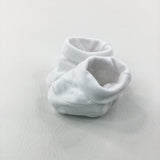 White Cotton Booties - Boys/Girls 0-3 Months