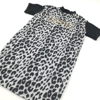 'Outfit Of The Day' Animal Print Black & Grey Polyester Dress - Girls 9-10 Years