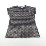 Beige & Grey Patterned T-Shirt - Girls 9-10 Years