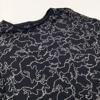 Unicorns Pattern Black & White Long Sleeve Top - Girls 10 Years