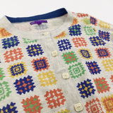 Colourful Patterned Oatmeal Lightweight Knitted Cropped Cardigan - Girls 9-10 Years