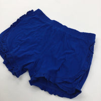 Frilly Blue Lightweight Jersey Shorts - Girls 11-12 Years
