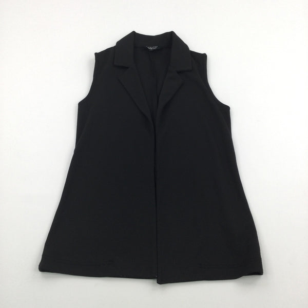 Black Polyester Sleeveless Wrap Around Waistcoat Style Jacket - Girls 9 Years